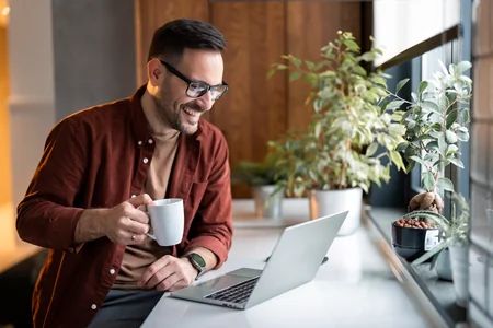 Man having virtual counseling session in Florida